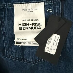 Rag & Bone High-Rise Bermuda Jeans in Dark Blue